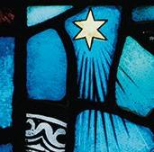 "Transforming Light: The Stained-Glass Windows of Boston College." Images from the West 墙, Religion alcove, Gargan Hall, Bapst Library. Page 44: The Magi. The three wise men from the East follow the star to Bethlehem.